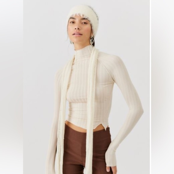 Urban Outfitters Tops - Urban outfitters Ribbed Turtleneck Top, color cream size large, never worn